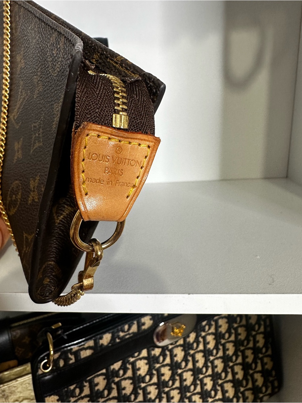 Louis Vuitton Brown Monogram Canvas Gold Chain Shoulder Bag - Picture 3 of 6
